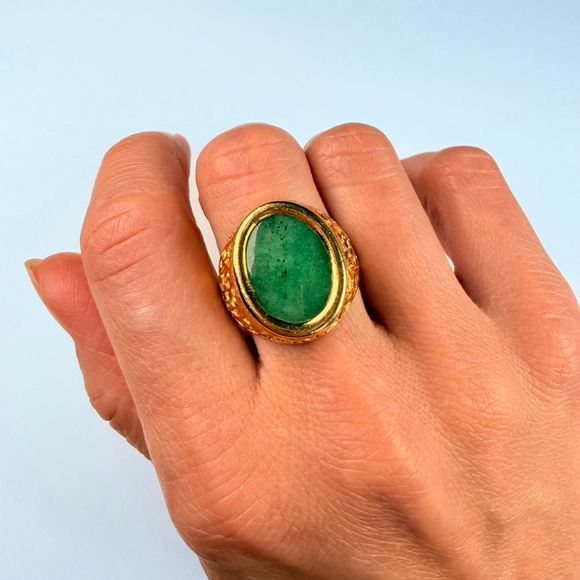 Estate 18K Solid Yellow Gold Mens Natural Jade Signet VTG Antique Scroll Ring - Picture 7 of 12